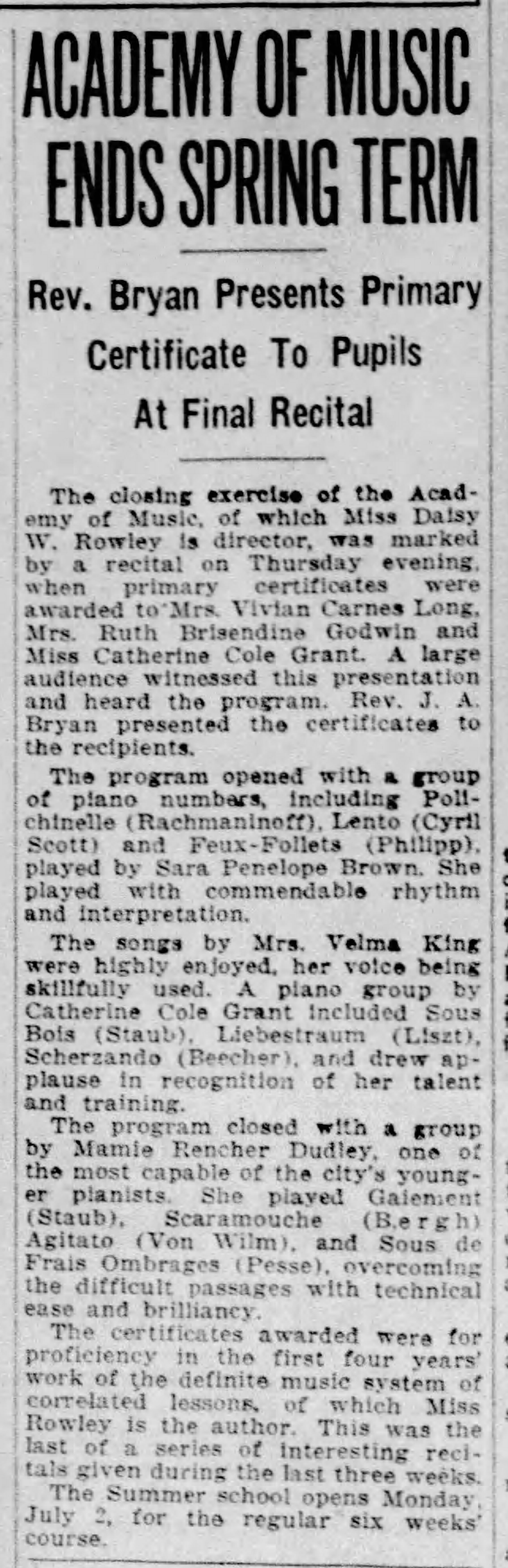 Academy of Music Ends Spring Term